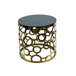 Mesa De Centro Redonda Dourado 45×49 cm