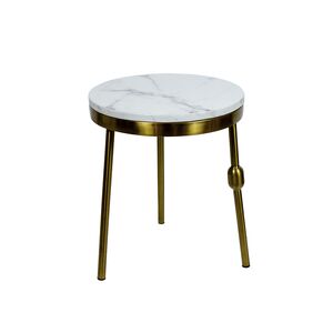 Mesa Dourado Com Tampo Branco 44,5×44,5x50cm