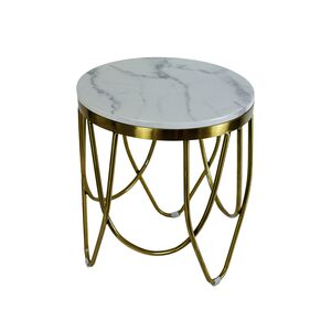Mesa Dourado Com Tampo Branco 45×45-50cm