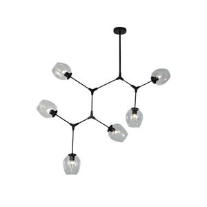 Pendente Átomo Trans.Preto Para Mesa Moderno 6*E27 Lâmpadas-Avida
