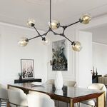 Pendente Átomo Trans.Preto Para Mesa Moderno 6*E27 Lâmpadas-Avida