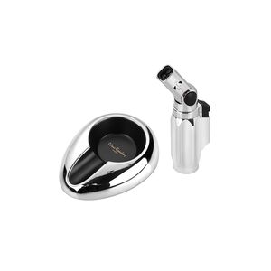 Pierre Cardin Conjunto Cinzeiro e Isqueiro Charutos preto/prateado 18x18x3,5cm PCX-012
