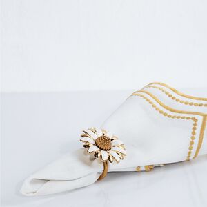 Porta guardanapo girasol branco e dourado