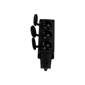 Régua com 3 Tomadas Schuko 2P+T IP44 Pretas-Ne-ad