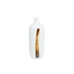 Vaso Branco Com Manchas Castanhas, 14x14x38cm