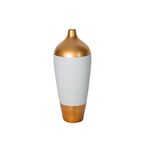 Vaso Cerâmica Branco/Dourado 20x20x50cm