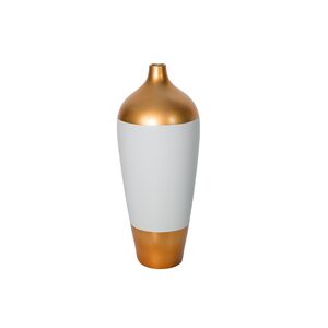 Vaso Cerâmica Branco/Dourado 20x20x50cm