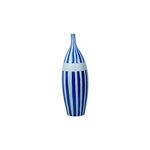 Vaso Cerâmico Azul Com Listras Brancas 19x19x57cm