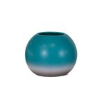 Vaso Cerâmico Azul Degradê Castanho 13x13x17cm