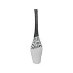 Vaso Cerâmico Branco E Cinza 15x5x70