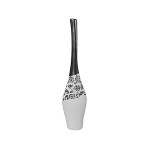Vaso Cerâmico Branco E Cinza 15x5x70