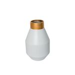 Vaso De Cerâmica Branco/Dourado 26x26x36cm
