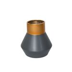 Vaso De Cerâmica Cinza/Dourado 27x27x27cm