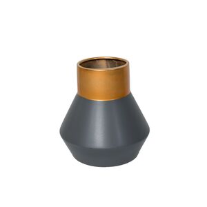 Vaso De Cerâmica Cinza/Dourado 27x27x27cm