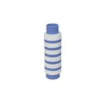 Vaso De Cerâmica Listrado Azul E Branco 11x11x35cm