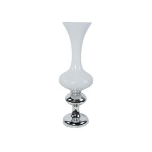 Vaso De Vidro Cromo/Branco 75x22x20