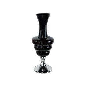 Vaso De Vidro Cromo E Preto 61x16x20