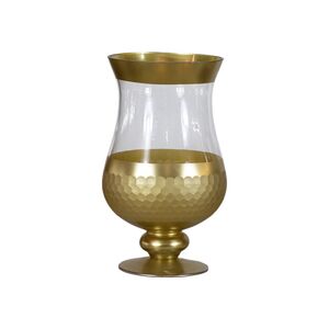 Vaso De Vidro Faxa Dourada
