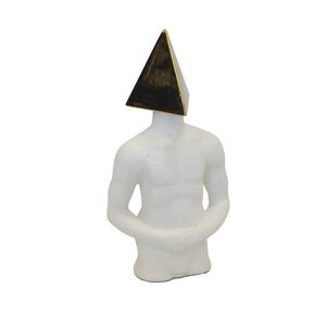 Vaso Decorativo Cerâmica Ornamento Geométrico-16*11*37