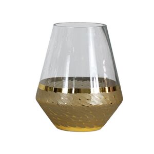 Vaso Decorativo Transparente Com Faxa Dourada