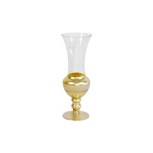Vaso Decorativo Transparente Com Faxa Dourada