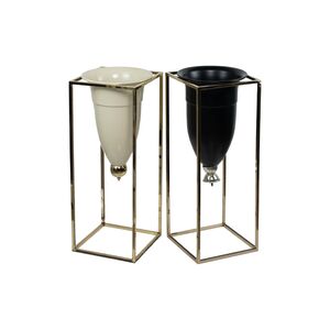 Vaso Grande Com Pé Dourado