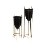 Vaso Preto Com Pé Dourado