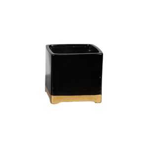 Vaso Quadrado Decorativo Preto 12x12x12cm