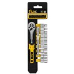 Conjunto Chave Caixa Cromo Vanadium 12 Peças 1/4 Flux