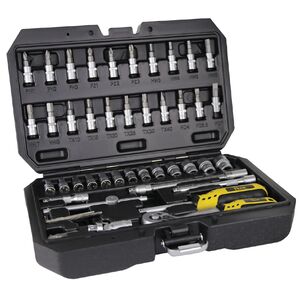 Conjunto Mala Chave Caixa Cromo Vanadium 46 Peças 1/4" Flux