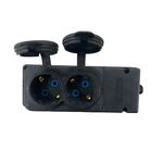 Régua com 2 Tomadas Schuko 2P+T IP44 Pretas 2KMP
