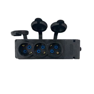 Régua com 3 Tomadas Schuko 2P+T IP44 Pretas 3KMP