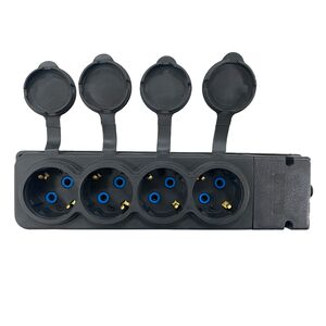 Régua com 4 Tomadas Schuko 2P+T IP44 Pretas 4KMP