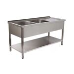 Bancada Lavagem 2 Cubas Inox 1800x700x800 Sem marca