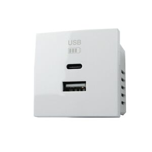 Carregador Duplo Usb Tipo A E Tipo C Branco Ref. 4538 EFAPEL