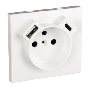 Centro Para Tomada Schuko + Usb Tipo A E Tipo C Ref.9 EFAPEL