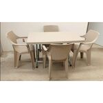 Cj Mesa Plast/met Rattan+4 Cad 120x70 Bege - Flora FLORA