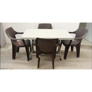 Cj Mesa Plast/met Rattan+4 Cad 120x70 Cinza - Flora FLORA