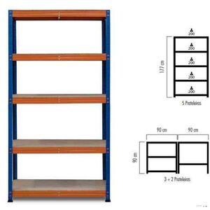 Estante 5prat 177x90x45 Azul/laranja TEICOCIL