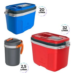 Kit Caixa Ter 32l+20l+2 Flip Top 2,5l Azu Termolar TERMOLAR