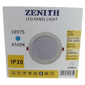 Painel Led Interior Redondo Branco 12w 220v-240v 6500k ZENIT