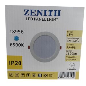 Painel Led Interior Redondo Branco 18w 220v-240v 6500k ZENIT
