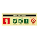 Placa Sinal Incendio Extintor Co2 240x85mm SINALUX
