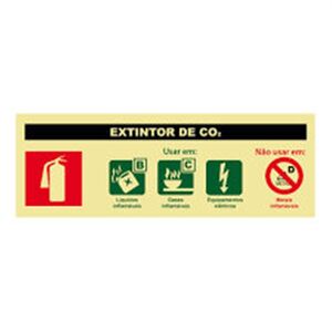 Placa Sinal Incendio Extintor Co2 240x85mm SINALUX