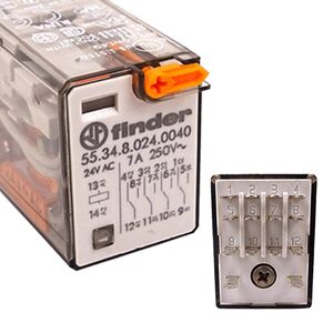 Relé 4 Inversores 7a Bobine 24vac 55.34.8.024.0040 FINDER