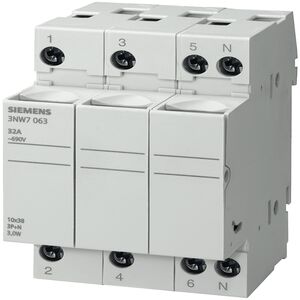 Seccionador Porta Fusíveis 10x38mm 3p+n 32a 3nw7063 SIEMENS