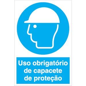 Sinal Obrigação Uso Obrigatorio Capacete 400x600mm SINALUX