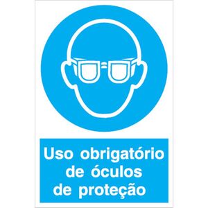 Sinal Obrigação Uso Obrigatorio Oculos 400x600mm SINALUX
