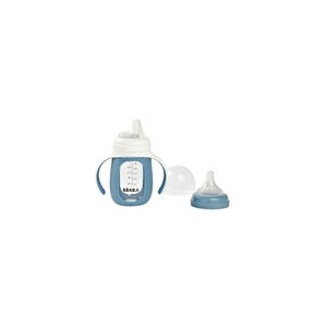 Biberão de Treino 2 em 1 em Vidro 210ml Azul Beaba