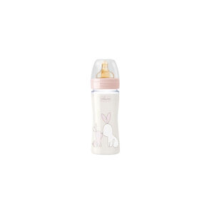 Biberão de Vidro Chicco 240ml Rosa